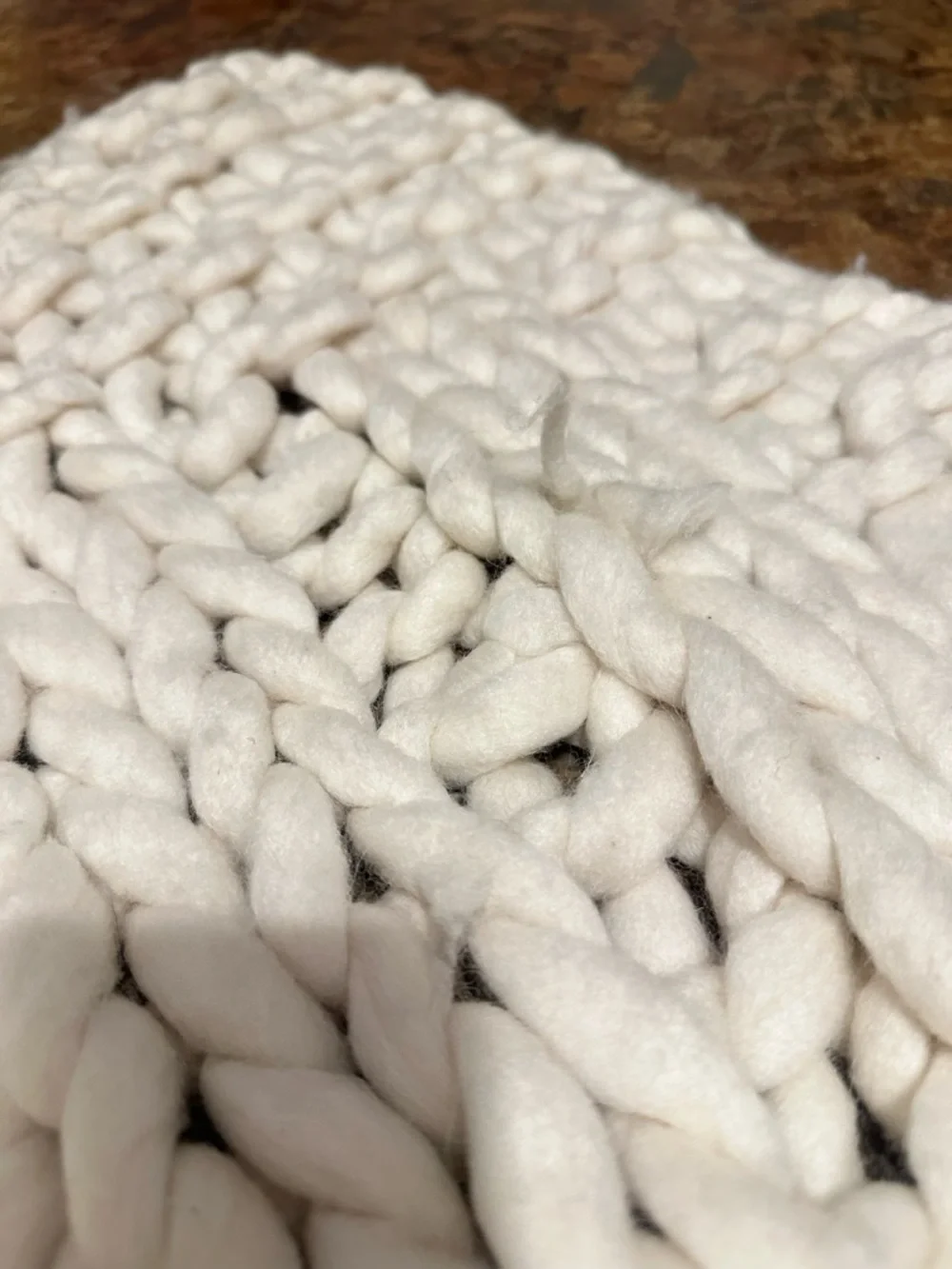 Ethan Allen Chunky Knit Throw Blanket in Ivory